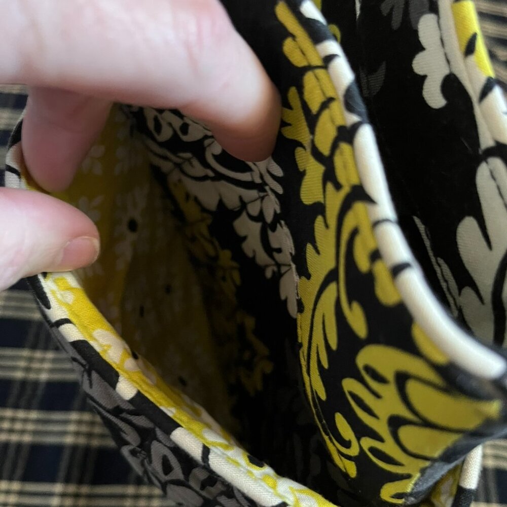 Vera Bradley Retired “Baroque” Handbag--Yellow, Gray, Black--Wraparound Pockets - Picture 5 of 16